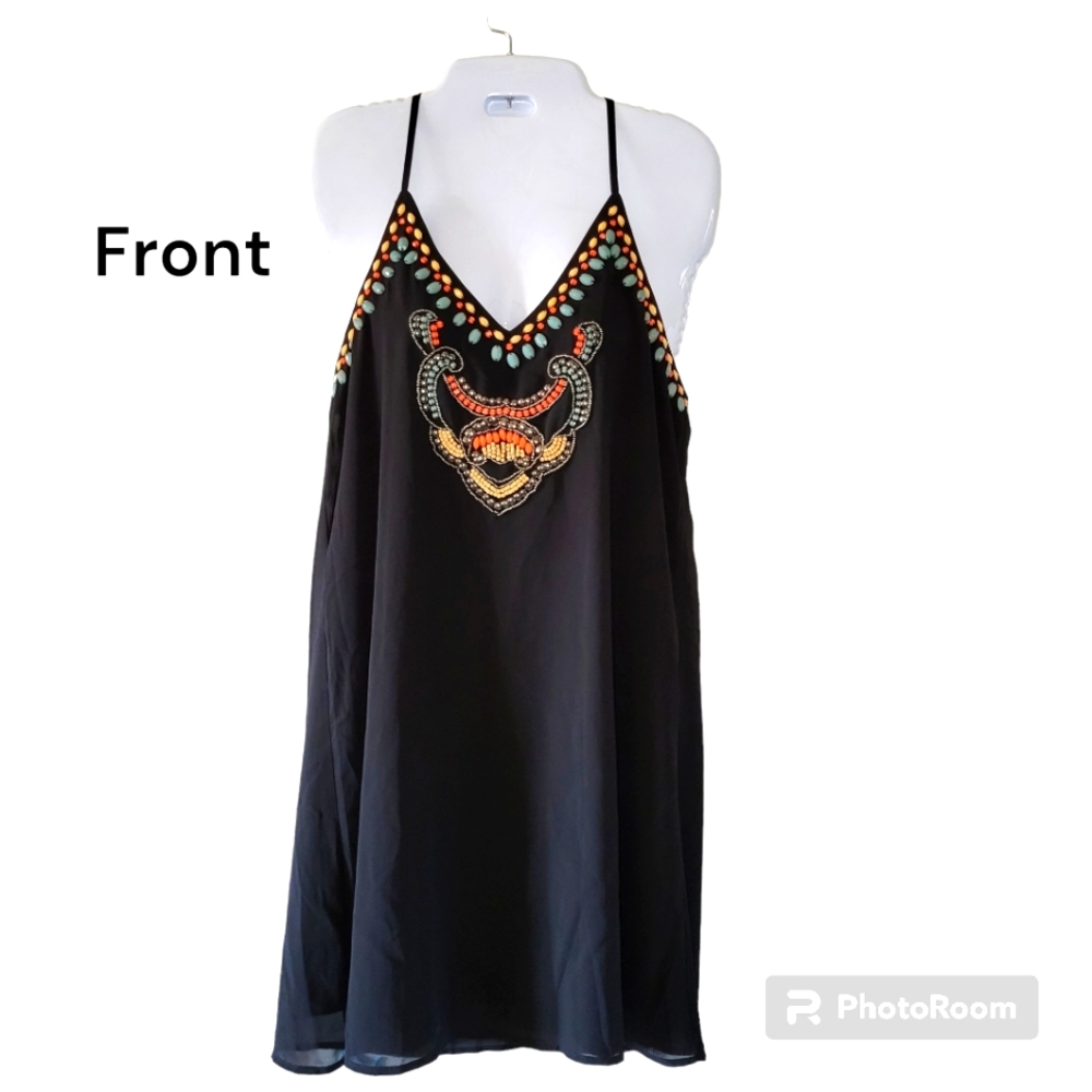 FRANCESCA'S Slinky Black Halter Mini Dress